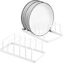Tomorotec Dish Plate Storage Drainboard 2-Pack, Alloy Steel Kitchen Pot Lid Holder Dish Plate Drying Rack Drainer Stand Multifunctional Cabinet Organizer