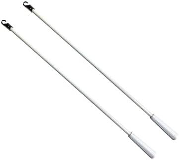 YCUHEN 2Pcs Blinds 36Inch Long White Vertical Window Blind Tilt Wand Fiberglass Blind Replacement Parts with Hook and Handle for Windows Curtain Door