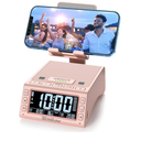 TechGlow Foldable Cellphone Stand with Wireless Bluetooth Speaker Birthday Gifts for Men Women Mother Father Cool Tech Gadgets- Pink