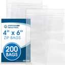 Spartan Industrial - 4 X 6 (200 Count) 2 Mil Clear Reclosable Zip Plastic Poly Bags with Resealable Lock Seal Zipper