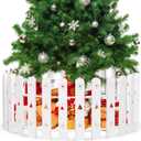 Christmas Tree Fence Decoration, 16.5 Inch Tall White Picket Fence, Christmas Tree Fence Protector for Kids, Dogs, Pets Freestanding Circle Barrier Around Artificial Real Xmas Trees
