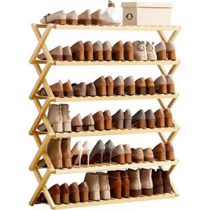 6-Tier Bamboo Shoe Rack Organizer - Freestanding for Entryway, Hallway, Wardrobe - Holds 24 Pairs of Shoes