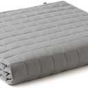 YnM Exclusive Weighted Blanket, Soothing Cotton, Smallest Compartments with Glass Beads, Bed Blanket for One Person of 140lbs, Ideal for Twin/Full Bed (48x72 Inches, 15 Pounds, Light Grey)