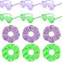 2 x Yunlly 12 Pcs Purple and Green Witch Party Decorations Purple and Green Scrunchies Glasses for Witch Themed Party Favors Accessories Bulk