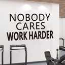 3 x SEATUNE Gym Wall Stickers - Inspirational Quotes Motivational Office Wall Decals - Bedroom Home Gym Yoga Garage Vinyl Art Wall Decor - Nobody Cares Work Harder 21"X11" (Small, Black)