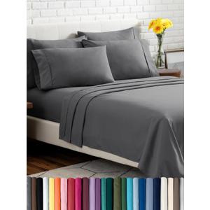 Bare Home Hotel Luxury Twin XL Sheet Set, Extra Soft - 4 Piece Set - Deep Pockets - Easy Fit - Cooling & Breathable - Wrinkle, Fade, Stain Resistant - Includes 2 Pillowcases (Twin XL, Grey) (03 - Grey)