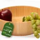 Large Fruit Bowl for Kitchen Counter, 10 Inch Bamboo Wooden Straight-Side Serving Bowl for Salad, Vegetables and Fruits, Rustic Decorative Bowls for Dinner Table Centerpiece Decor, 100 Oz