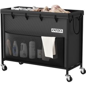 300L Large Laundry Basket with Wheels, Heavy Duty Rolling Laundry Hamper, Oxford Fabric Dirty Clothes Hamper with Thick Iron Frame & Removable Bag, Commercial Hampers for Hotel Home Laundry Room