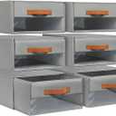 DIMJ Closet Organizers and Storage - Foldable Storage Bins with Drawers Pull-Out Stackable Storage Drawers with Clear Window,Fabric Clothes Organizers and Storage Drawers for Closet, 6-Pack, Grey