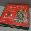 HMASYO 5 FT Pop Up Christmas Tree with Timer Lights, White Tinsel Christmas Tree with Snowflake Ornaments, Collapsible Artificial Pencil Tree Xmas Decoration for Home, Office, Easy Assembly