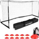 Storgem Soccer Goal,Soccer Net,Soccer Goals for Backyard,with Bow Frame,Collapsible Metal Base and 15 Training Cones