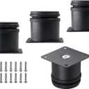 Set of 4 Stainless Steel Furniture Legs 2 Inch, Adjustable Round Cabinet Legs 2" Dia Kitchen Feet, Metal Replacement Legs for Cabinet Sofa Couch Shelves Table (Black)