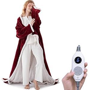 Westinghouse Electric Snuggle Throw Blankets with Foot Pocket, Wearable Heated Blanket with Sleeves, 6 Heating Levels & 2 to 10 Hours Heating Time Settings, 50 * 70"+18", Navy (Navy Blue&ivory)