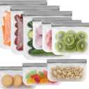 9 Pack Reusable Silicone Food Storage Bags - Freezer, Microwave & Dishwasher Safe Leakproof Reusable Bags, Freezer Storage Bags Sets - 3 Gallon 3 Snack 3 Sandwich Bags