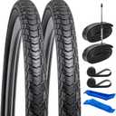 YUNSCM 2-PCS 700C Road Bike Tires 700x32C/32-622 and 700C Heavy Duty Bike Tubes Presta Valve Compatible with 700x30C 700x31C 700x32C 700x33C 700x34C Bike Bicycle Tires and Tubes (Y-1126)