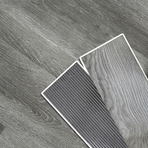 JUGATAMAIBU Peel and Stick Floor Tile Natural Wood Grain Appearance Self Adhesive Waterproof Fire Prevention and Scratch Prevention Suitable for Kitchen Bedroom Office (Grey, 36PCS)