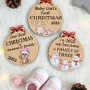 Heart's Sign Babys First Christmas Ornament 2025 Girl | Baby Girl 1st Christmas 2025 | Our First Xmas as Family of Three Ornament