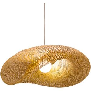 Pendant Lighting for Kitchen Island, Modern Twist Hanging Light Kit Bamboo 1 Light Dining Room Pendant Lamp in Beige (31.5 inch)