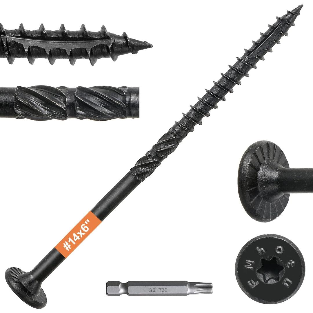 #14 x 6 Wood Structural Lag Screws 54Pcs Star Drive Decking Screws, Rust Resistant Timber Screws for Timber/Log/Landscaping Wood