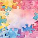 5X3FT Watercolor Puzzle Pattern Photography Backdrop Birthday Party Baby Shower Photo Background Decoration Banner Adult Children Photography Props 213057