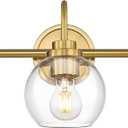 Bathroom Light Fixtures, 3-Light Brushed Gold Vanity Lights with Globe Clear Glass, Champagne Bronze Vanity Lighting Fixtures Over Mirror, AD-22280-3W-GD