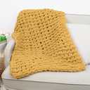 Mooreeke Chunky Knit Blanket 30"x40" Mustard Yellow Soft Washable Chenille Throw Blanket Cozy 100% Handmade Crochet Blankets with Jumbo Chenille Yarn for Couch Bed Sofa Room Decor