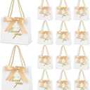 Mauproy 20 Pack Small Thank You Gift Bags with Handles, 5.5''x 2.5''x 4.7'' Mini Paper Gift Bags with Ribbons Party Favor Bags for Wedding Baby Shower Bridal Shower Christmas (White)