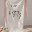 Tingjoo 27 78 Inch Happy Birthday Fabric Banner Long Birthday Party Decorations Backdrop Coquette Rustic Photo Props Sign with Bow Hanging String for Party Yard Wall Decor(Pink)