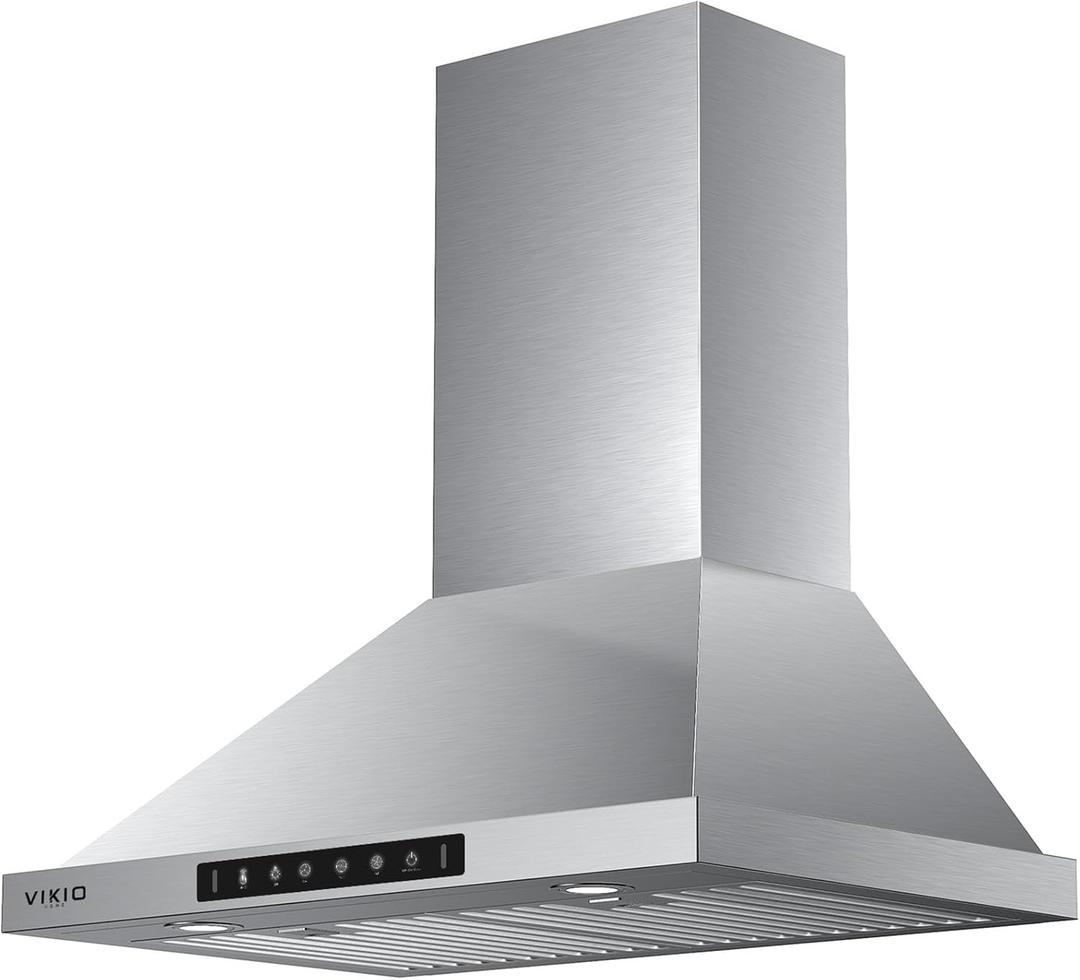 Wall Mount Range Hood 30 inch,Kitchen Vent Hoods 980 CFM Ducted/Ductless Range Hood,with Gesture Sensing & Touch Control Switch Panel, 3 Speed Exhaust Fan Permanent Filter (Stainless steel(RP30))