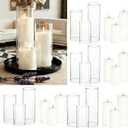 24 Pcs White Pillar Candles and Glass Cylinder Vases Clear Glass Pillar Candle Holders Hurricane Glass Candle Holders for Table Centerpieces Wedding, Party, Event, Home Office