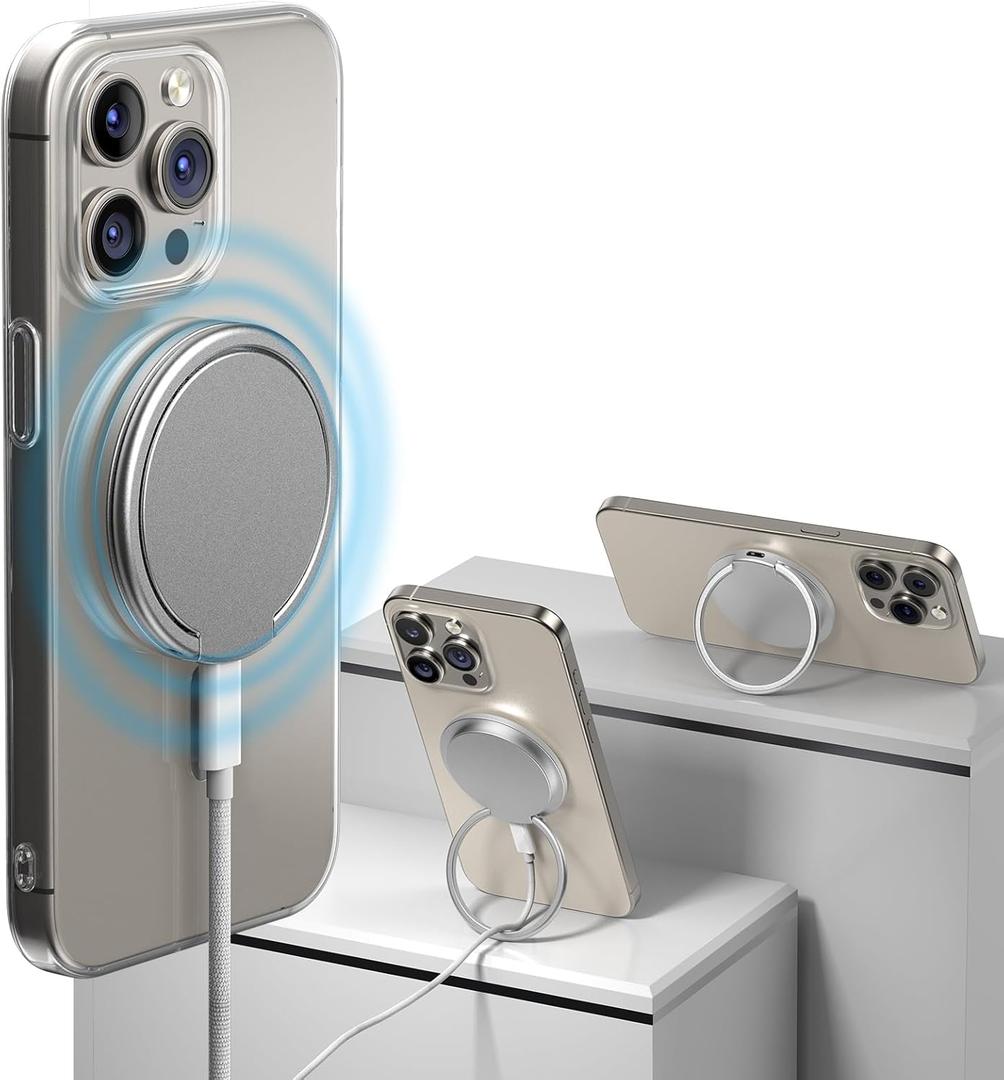 Magnetic Wireless Charger for iPhone, 15w Apple Mag-Safe Charger for iPhone 16 Pro Max/16 Pro/16 Plus/16/15/15 Pro/15 Plus/15 Pro Max Series,and Android, AirPods 3/2/Pro, Silver