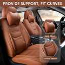 TIEHESYT Car Seat Covers Full Set, Breathable Leather Automotive Front and Rear Seat Covers & Headrest for Reduce The Driving Fatigue, Compatible with Most Vehicles, Cars (Brown, Front Pair and Rear)