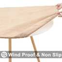 Smiry Round Picnic Tablecloth, Waterproof Elastic Fitted Table Covers for 45" - 56" Tables, Wipeable Flannel Backed Vinyl Tablecloths for Camping, Indoor, Outdoor, Beige