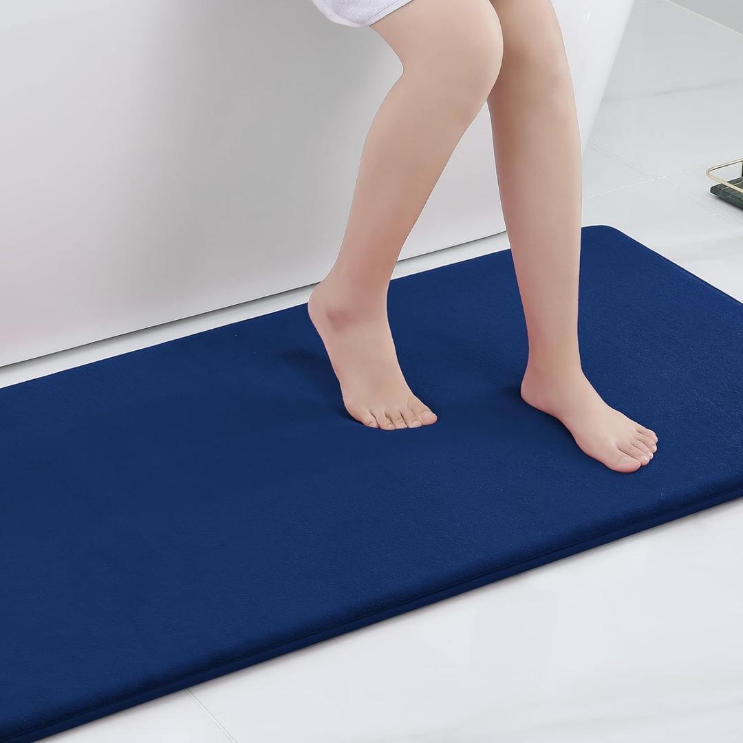 Smiry Memory Foam Bath Mat 59x24, Extra Soft and Absorbent Bathroom Mats, Non Slip Washable Carpet for Floor, Shower and Tub, Navy Blue Smiry Memory Foam Bath Mat 59x24, Extra Soft and Absorbent Bathroom Mats, Non Slip Washable Carpet for Floor, Shower and Tub, Navy Blue