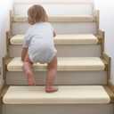 Brakki Bullnose Carpet Stair Treads, Stair Treads for Wooden Steps, 14pcs | Non Slip and Washable, Stair Rug for Indoor Runner and Pets, Soft Edging Staircase Protectors, L29.5" x W9.5", Cream White