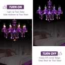 Bagood Purple 8 Lights K9 Crystal Candle Chandeliers Lighting Modern Pendant Lights Ceiling Fixture Lamp for Dining Living Room Bedroom Entry Elegant Decoration E12 Base, H20.5 x W28.3 Inch