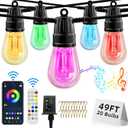 Outdoor String Lights, 49ft RGB Warm White Patio Lights 20 Bulbs, Outdoor Lights for Patio with APP & Remote, IP65 Waterproof, Color Changing Hanging LED Lights for Garden Yard Porch Party
