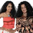 Morph Polynesian Curly Wig for Maui Role Play, Halloween Costume Hair for Men and Women, Black Cosplay Accessory, One Size