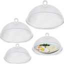 Baderke 4 Pcs Metal Mesh Food Cover 14'' 12'' 11'' 10'' Outdoor Picnic Food Net Covers for Outside Keep out Flies for Table Picnic Camping(White)