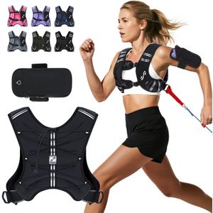 Sportneer Weighted Vest for Women Men: 8lbs/12lbs/15lbs/20lbs/25lbs Weight Vest with Detachable Phone Pouch Rucking Vest for Women Walking Strength Training Muscle Building Weight Loss (Black)