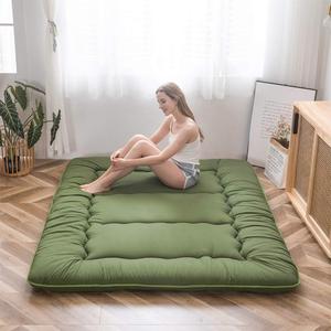 MAXYOYO Japanese Floor Mattress Futon Mattress, Thicken Sleeping Pad Foldable Roll Up Floor Futon for Adults Tatami Mat Dormitory Lounger, Green, Full Size