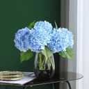 Artificial Hydrangea Flowers, 4 Pcs 21 Inch Real Touch Faux Hydrangea Stems for Valentines Day Gifts, Spring Weddings & Home Decor, Vase Arrangements-Light Blue (21-inch, 4Pcs, Pea Blue)