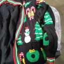 Xmas Women Knit Santa Printed Sweaters Ugly Christmas Long Sleeve Winter Loose Cardigan Black XXL