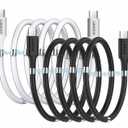 2Pack Upgraded Magnetic USB C to USB C Fast Charging Cable (3ft 60W), Magnetic Charging Cable, USB 2.0 Type C Charging Data Transfer Cable with Soft Protective Tube for All USB C Devices (White,Black)