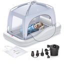 QPAU Inflatable Toddler Travel Bed with Tent, Baby Crib Tent, Portable Kids Air Mattress with Safety Bumpers, Ideal for Home, Grandma's, Camping, Traveling -Includes Fast Electric Pump