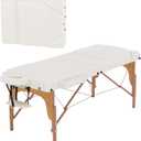 BestMassage Massage Bed Portable Massage Table 77" L 28" W Lash Bed Height Adjustable 3 Folding PU Leather with Oxford Bag for Spa Footmassage Facial CareSpa Tattoo (Cream)