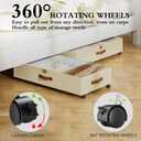 Yecaye Under Bed Storage with Wheels, 4 Pack Under Bed Storage Containers with Adjustable Dividers & Clear Window, Rolling Underbed Organizer Bins Drawers for Clothes, Shoes, Blankets, Beige
