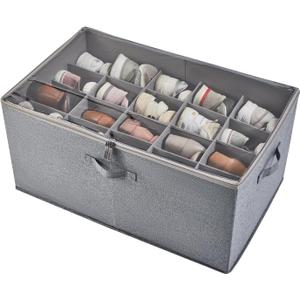 Shoe Storage Organizer for Closet, Shoe Box Organizer, Space Saving Foldable Shoe Rack, Shoe Storage Cabinet with Clear Cover and Reinforced Handles, Fits 20 Pairs, Grey