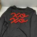 Valentines Sweatshirt Women Valentine Shirts: Oversized Embroidered Crewneck Tops Holiday Long Sleeve Outfits (Medium, Black)