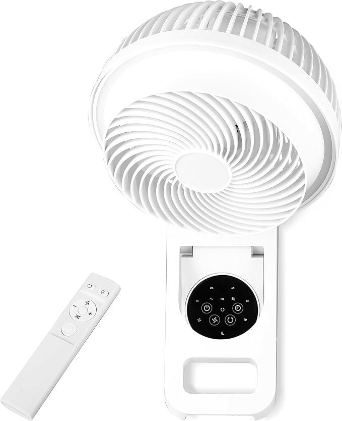 Simple Deluxe 7 inch Wall Mount Fan, 3 Speeds & 3 Modes, 15 Hours Timer, 60° Oscillating Circulating Fan, with Remote Control, Air Circulation Fan for Indoor Use, White